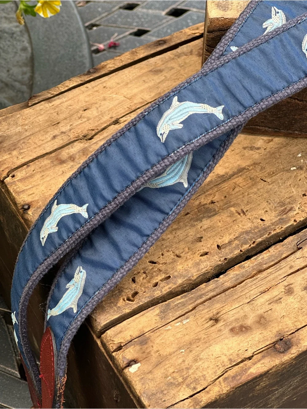 Sailor Dolphin Ribbon Web Belt Size 42 Genuine Leather Nautical